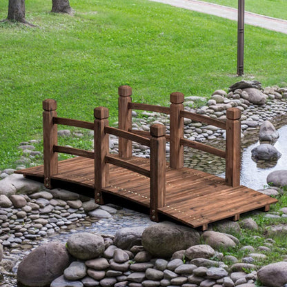 Giantex 5 FT Wooden Garden Bridge, Stained Wood Arc Footbridge with Railings, 400 lbs Capacity, Decorative Pond Bridge for Outdoor Garden Yard Backyard Creek Farm (Brown) - WoodArtSupply