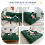 MAXYOYO 8" Futon Mattress Full Size, Ultra Thick Boucle Futons Sofa Couch Bed Sleeper Sofa Bed Floor Mattress for Adults, Shredded Foam Filling (Frame Not Included), Green MAXYOYO