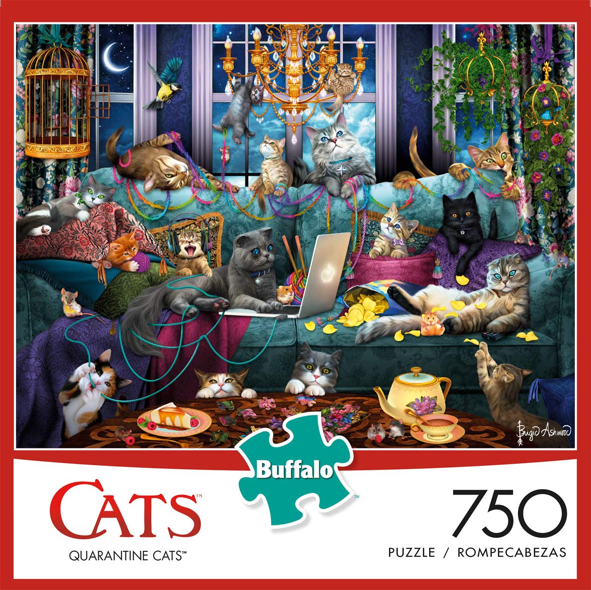 Buffalo Games - Brigid Ashwood - Quarantine Cats - 750 Piece Jigsaw Puzzle For Adults -Challenging Puzzle Perfect for Game Nights - Finished Size is 24.00 x 18.00 Buffalo Games