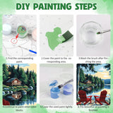 DOMROM Framed Paint by Numbers Kit for Adults Beginners with Wooden Easel, Landscape Lake Paint by Number Kit on Canvas, DIY Oil Painting Kits for Home Wall Decor Gift 20x30cm DOMROM