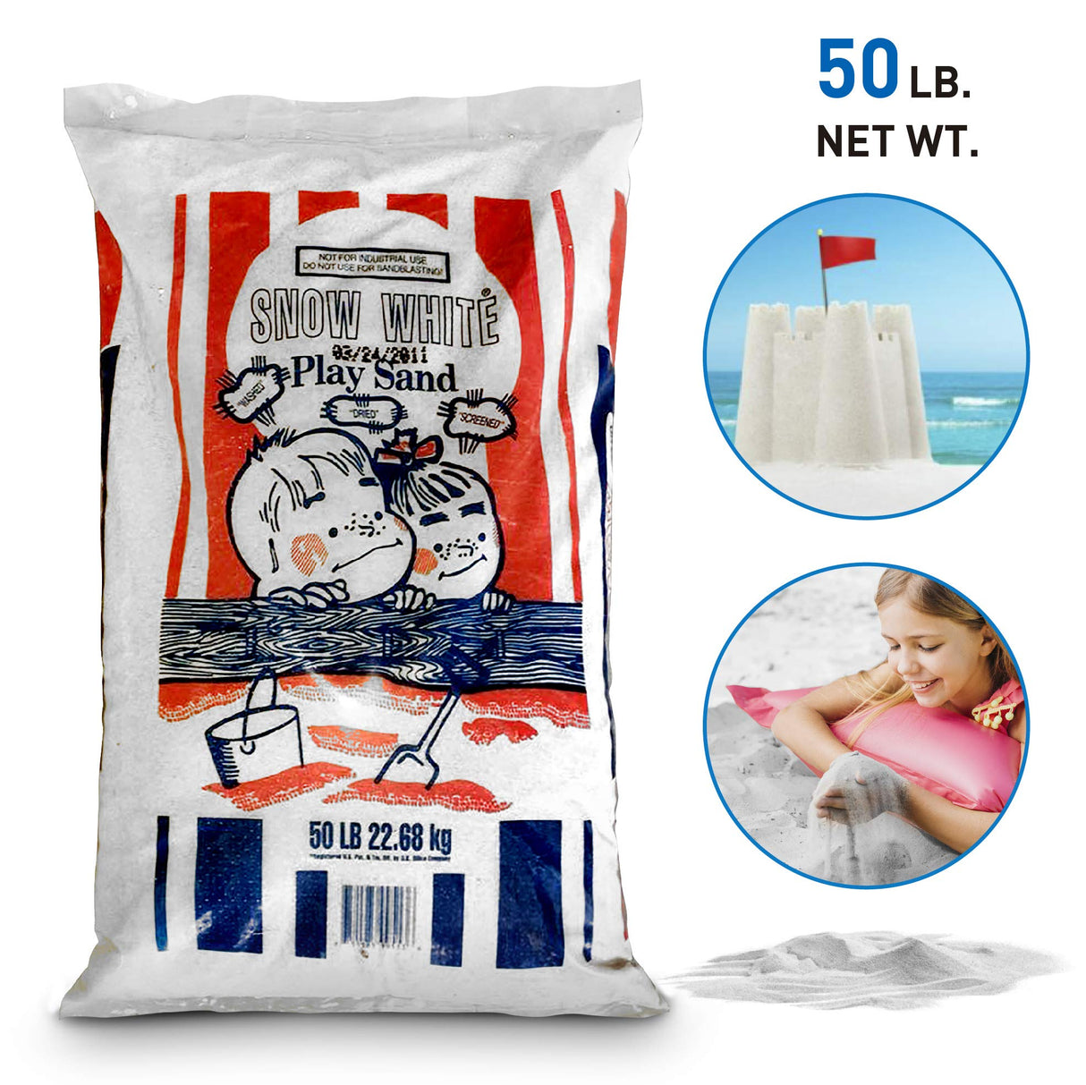 U.S. Silica Large 50 Pound Fully Washed Easy to Use Ultimate Finely Graded Soft and Comfortable Sandbox Play Sand, Snow White Premium Play Sand
