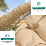 YITAHOME 2 in 1 Egg Chairs with Stand Egg Hanging Swing Chairs Rattan Wicker Chairs with Cushions Indoor Outdoor for Patio, Garden, Backyard, Porch, Beige YITAHOME