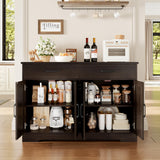 HOSTACK Coffee Bar Cabinet, 47.2" Buffet Cabinet with Storage, Modern Farmhouse Kitchen Buffet Sideboard with Drawers and Shelves, Barn Doors Storage Cabinet for Living Room, Dark Brown HOSTACK