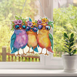 HEIBAGO Birds Hanging Diamond Art Kits for Adults, Fall Special Shaped Crystal Diamond Painting Ornament Kit, DIY Double-Sided Pattern Window Pendant Gem Art Kit for Home Wall Decor 8.3x8.3inch HEIBAGO