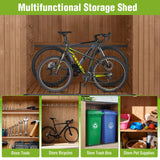 Joyqinchen Outdoor Storage Shed with Strong Metal Frame, Wooden Garden Sheds with Adjustable Shelves and Removable Floor, Weatherproof Outdoor Trash Can Shed, Horizontal Storage Cabinet for Patio Joyqinchen