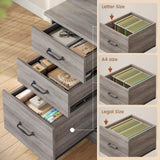 SEDETA Farmhouse 57.1" L Shaped Desk with Drawers, Home Office Desk with Storage Shelves, L Shaped Computer Desk with File Drawer & Bookshelves, Computer Desk with Power Outlets for Home Office, Grey SEDETA