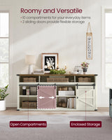 VASAGLE TV Stand for TVs up to 75 Inches, Farmhouse Entertainment Center with Sliding Barn Doors, TV Console Table for Living Room, Rustic White and Honey Brown ULTV323W02 VASAGLE