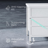 Huuger 9 Drawer Dresser, 47 Inch Dresser TV Stand for 50, 55 Inch TV, Entertainment Center with Drawers, Fabric Dresser Chest of Drawer for Bedroom, Closet, PU Leather Surface, White Huuger