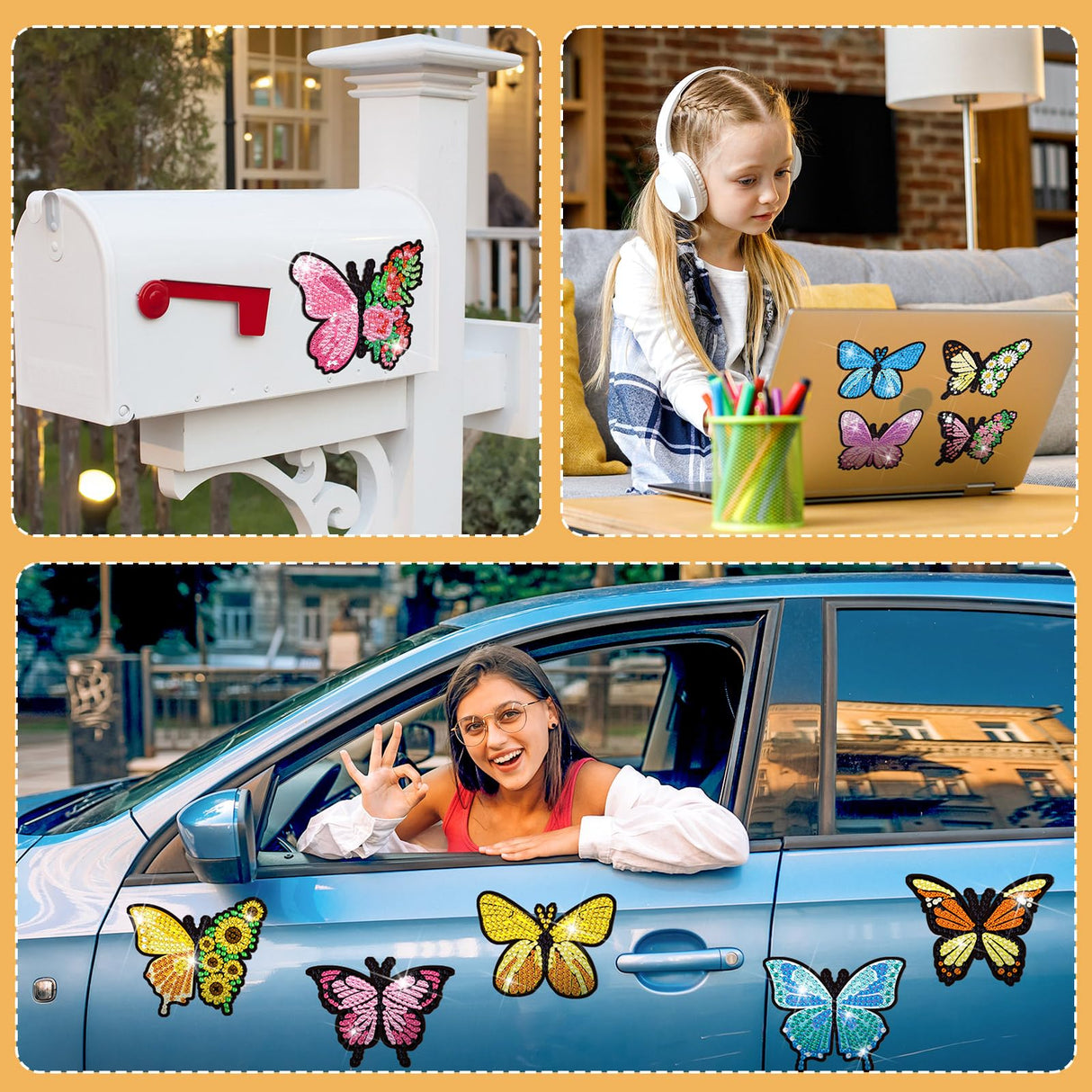 Umigy 20 Pcs Butterfly Diamond Painting Magnets Butterfly Diamond Art Stickers Refrigerator Painting Kits for Christmas Fridge Stickers(Butterfly) Umigy