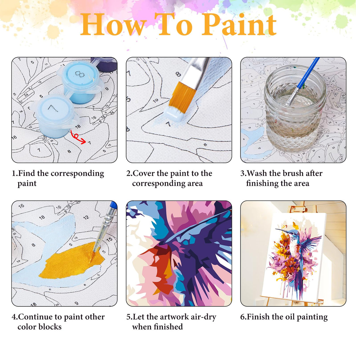 Framed Paint by Numbers Kit for Adults Beginner Hummingbird, Adult Paint by Number Kits on Canvas Framed Bird, DIY Acrylic Oil Painting by Numbers with Frame, Perfect for Home Decor Gift 8 X 12 Inch Okarina