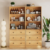 TUSY 4-Piece Large TV Stand with Bookshelves for TVs up to 75", TV Entertainment Center Media Center with Tempered Glass Doors and Shelves, TV Hutch for Living Room White (Wood) TUSY