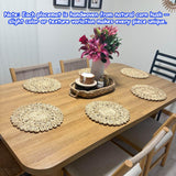 DELAQIKO 13.8" Round Corn Husk Placemats | Boho Woven Rattan Table Mats | Natural Spring Farmhouse Plate Chargers | Handmade Rustic Wicker Place Mats for Christmas Wedding (Set of 4) DELAQIKO