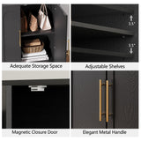 FORTUNETEC Sideboard Buffet Cabinet with Storage, Modern Accent Cabinet with Arched Doors & Shelf, 31.5" Modular Media Console, Minimalist Credenza for Living Room Kitchen Dining Room Entryway, Black FORTUNETEC