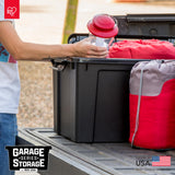 IRIS USA 20 Gallon Lockable Storage Bins with Lids, 6 Pack - Made in USA, Heavy Duty, Stackable Containers, Garage Organizing Bins Moving Tubs, Rugged Sturdy Equipment Utility Box - Black Iris Ohyama