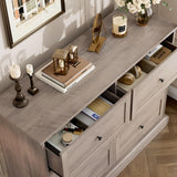 FOTOSOK 6 Drawer Dresser, Modern Dresser Double Dresser 6 Drawer Chest with Deep Drawers, Wide Storage Organizer Drawer Cabinet for Living Room Home, Ash Grey FOTOSOK