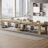 Tribesigns Large Conference Table for 6-8, 87-Inch Rectangular Meeting Table, Farmhouse Seminar Boardroom Desk for Office Conference Room (Natural) Tribesigns