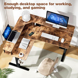 Mr IRONSTONE L Shaped Electric Standing Desk Height Adjustable Sit Stand Desk with LED Light and Power Outlet, 55" Computer Desk with Monitor Riser Mr IRONSTONE
