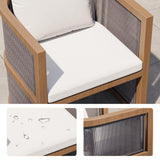 homary 7 Piece Outdoor Patio Dining Table Set, Weather Resistant Outdoor Dining Table Set with Aluminum Top Dining Table and 6 Woven Arm Chairs with Cushions for Backyard, Patio or Deck, Natural homary