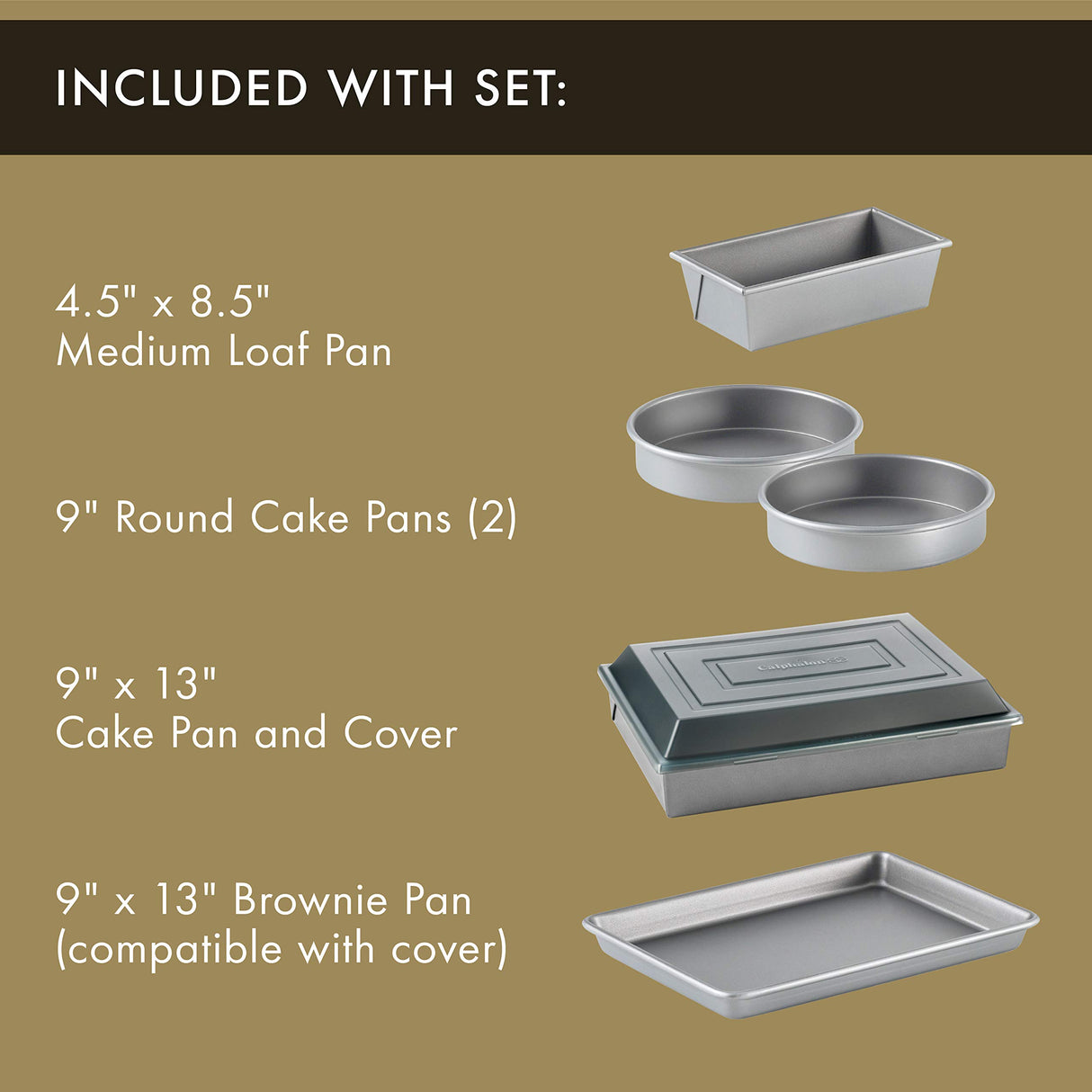 Calphalon 10-Piece Nonstick Bakeware Set, Includes Baking Sheet, Cookie Sheet, Cake Pans, Muffin Pan, and More, Dishwasher Safe, Silver Calphalon