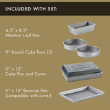 Calphalon 10-Piece Nonstick Bakeware Set, Includes Baking Sheet, Cookie Sheet, Cake Pans, Muffin Pan, and More, Dishwasher Safe, Silver Calphalon