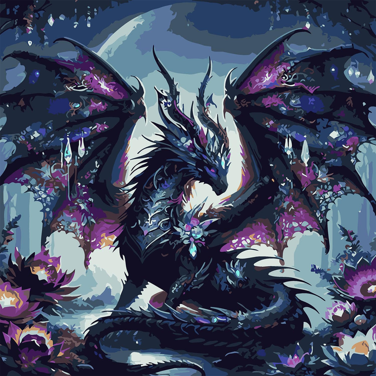 AREOPNMG Paint by Numbers Kit for Adults Beginner DIY Dragon Painting by Numbers Kits,with 3 Brushes and Acrylic Paint(Without Frame), Home Wall Decor 16 x 16 in AREOPNMG