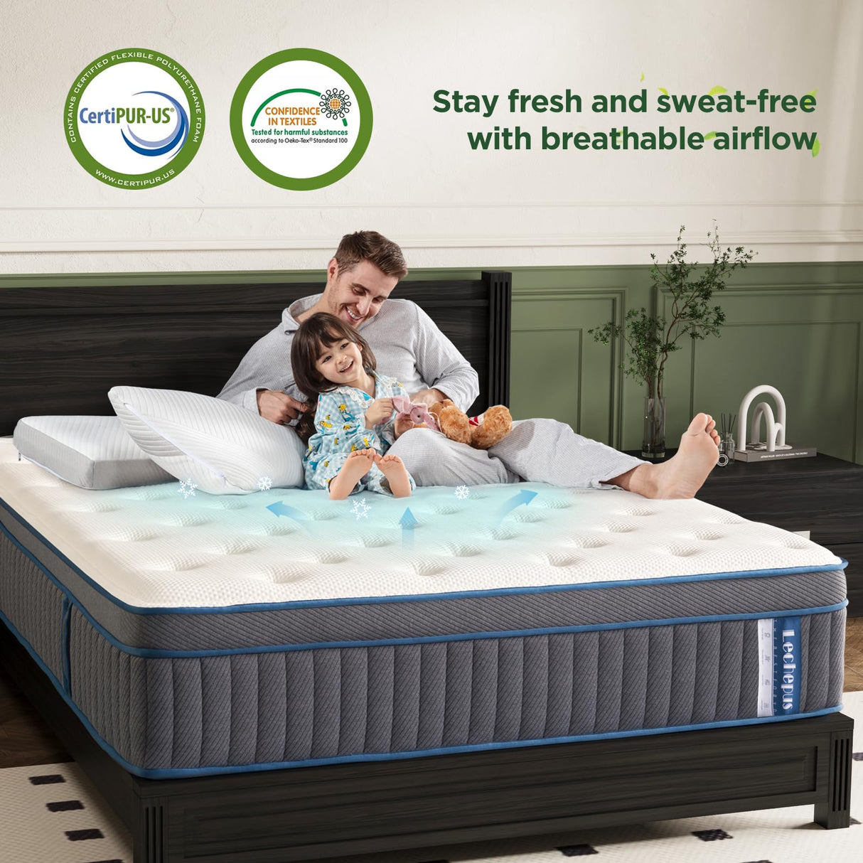 Lechepussleep King Mattress,14 Inch King Size Hybrid Mattress Medium Plush Cooling Gel Memory Foam with Individually Pocket Coils,Soft & Brethable for Pressure Relief,Balanced Support, 76"*80" Lechepussleep