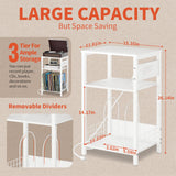 Yoobure Record Player Stand, 3-Tier White Side Table with Charging Station, Small End Table Nightstand with Vinyl Storage, Tall Beside Tables Turntable Stand for Album CD, Night Stand for Living Room Yoobure