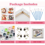 4 Pack Animal Paint by Number for Kids with Wooden Frame, Paint by Numbers for Kids Animals Ages 4-8-12, Easy Owl Fox Hedgehog Raccoon DIY Acrylic Oil Painting Kits for Home Wall Decor (8X8 inch) xackcme