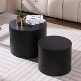 HanStrong Small Coffee Table Nesting End Table Set of 2, Round Coffee Table Wood Side Table Circle Accent Tables for Small Spaces Living Room Bedroom Balcony Office, Black HanStrong