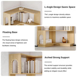 LIKEMET 6 Tier Corner Bookshelf, Tall L Shaped Bookcase, 68.5 Inches Wooden Corner Bookshelves with Arched Design, Freestanding Roomy Display Shelf Stand for Home Office LIKEMET