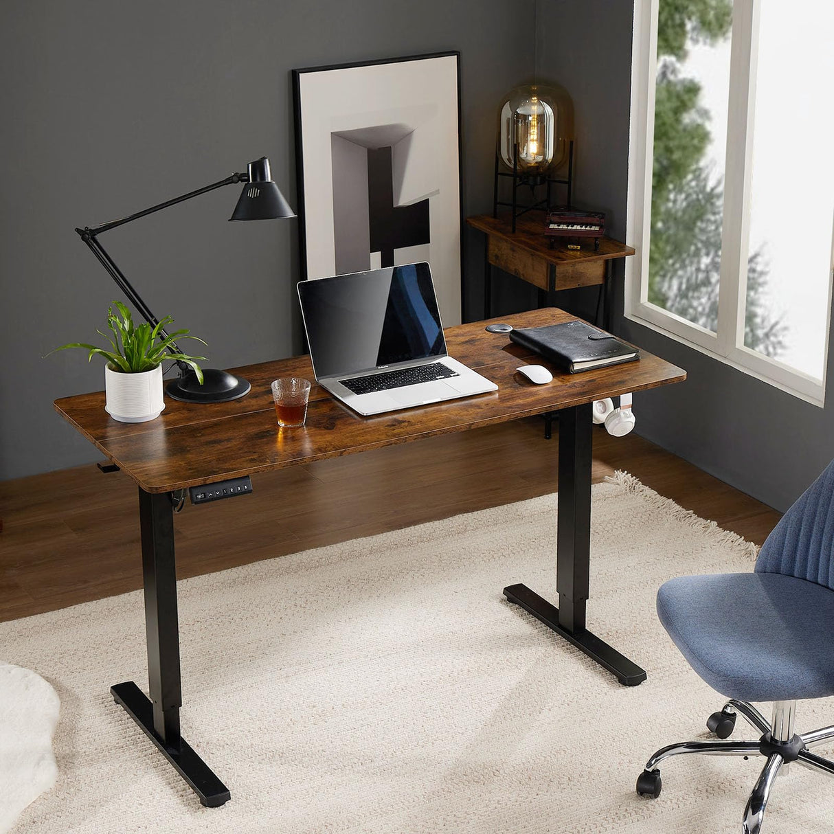 Sweetcrispy Electric Standing Desk - 40 x 24 inch Adjustable Height Sit to Stand Up Desk with Splice Board, Rising Home Office Computer Table with 2 Hook and Wire Hole for Work Sweetcrispy