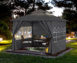 ABCCANOPY 10x12 Outdoor Gazebo - Patio Screened Gazebo with Curtains and Windows for Deck, Lawn and Backyard (Dark Gray) ABCCANOPY