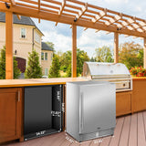 Tylza Outdoor Refrigerator 24 Inch Wide, Stainless Steel Beverage Refrigerator 176 Can for Undercounter Built-in or Freestanding, for Home and Patio, Water Proof, Fast Cooling, Low Noise, 37-65 °F Tylza