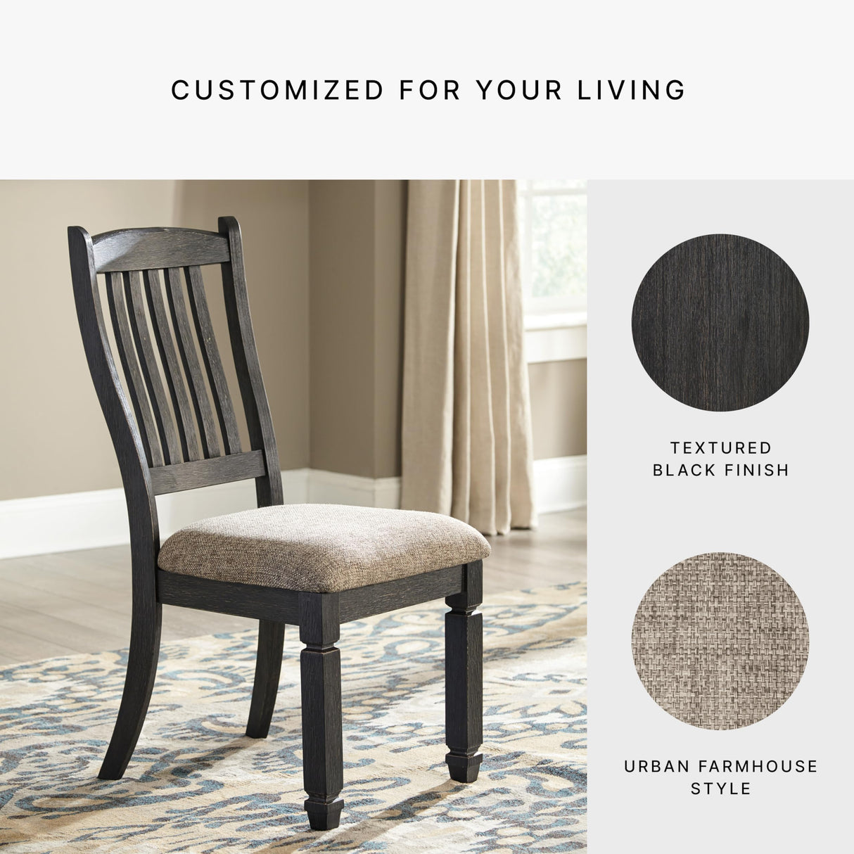 Signature Design by Ashley Tyler Creek 20" Dining Room Upholstered Chair, 2 Count, Antique Black Signature Design by Ashley