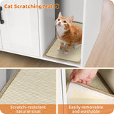 Dwanton Litter Box Enclosure, Cat Litter Box Furniture Hidden, with Scratching Mat, Wooden Cat Washroom Indoor, Fit Most of Litter Box, 31.5" L x 19.7" W x 21.7" H, White Dwanton