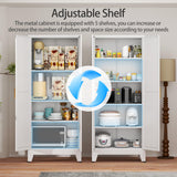 RISTERN White Metal Storage Cabinet,75" Steel File Cabinet for Home Office, Kitchen Pantry Storage Cabinet with Doors and 5 Adjustable Shelves, Tool Cabinet, for Office, Home, Garage, School RISTERN