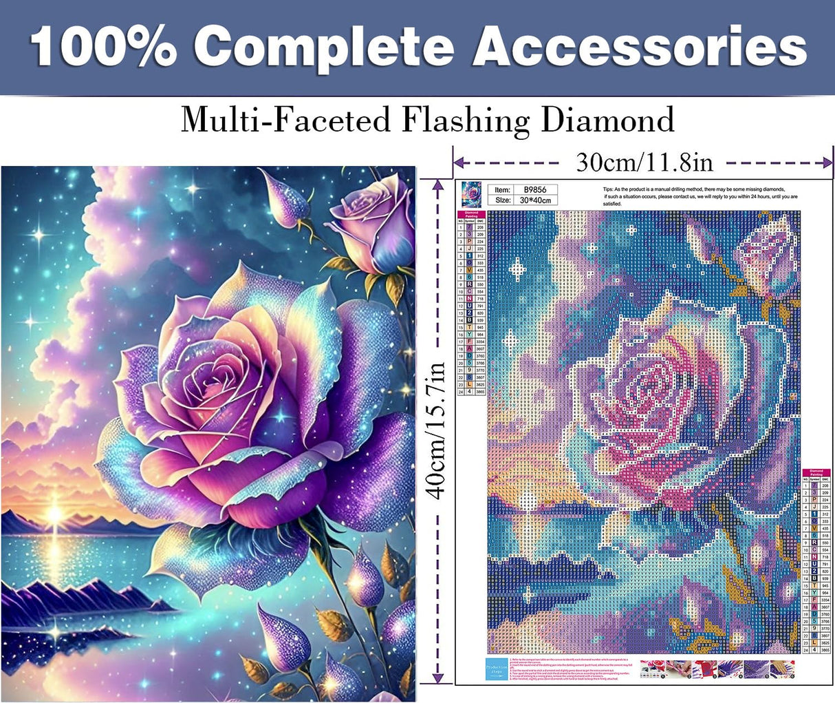 ijbnhd Diamond Art Kits for Adults - 5D Rose Diamond Painting Kits for Adults, DIY Full Drill Diamond Painting Kits, Sunset Gem Arts and Crafts for Home Wall Decor 12X16in ijbnhd