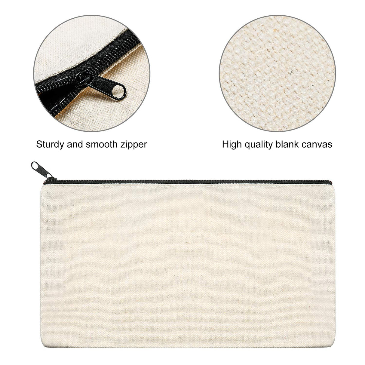 Outus Canvas Zipper Pouch Bags Canvas Pencil Pouch Blank Makeup Bags DIY Craft Bags Pencil Case Multipurpose Cosmetic Pouch for Cosmetic Toiletry Stationery Storage (30 Pieces) Outus