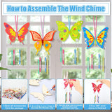 Wenqik 12 Pack Wind Chime Kit Spring Crafts Wooden Arts Make Your Own Wind Chime Ornaments DIY Coloring Craft for Spring Art Activities Favor Supplies(Butterfly) Wenqik