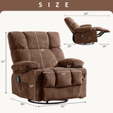 Soft Fabric Recliner Chair With Heat and Massage - Oversized Manual Rocking Recliner for Adults - Big and Tall With 2 Cup Holders for Living Room Fantasylab