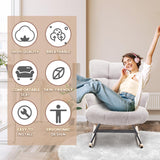 SAETSFEG Rocking Chair Nursery Teddy Upholstered Glider Rocker Rocking Accent Chair Padded Seat with High Backrest Armchair Comfy Side Chair for Living Room Bedroom Offices (Grey Teddy) SAETSFEG