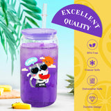 Joyclub 8 Pack Clear Sublimation Glass Cups Blanks 16 OZ Borosilicate Can Glass Tumblers with Acrylic Lids for Beer, Juice, Soda, Iced Coffee Joyclub