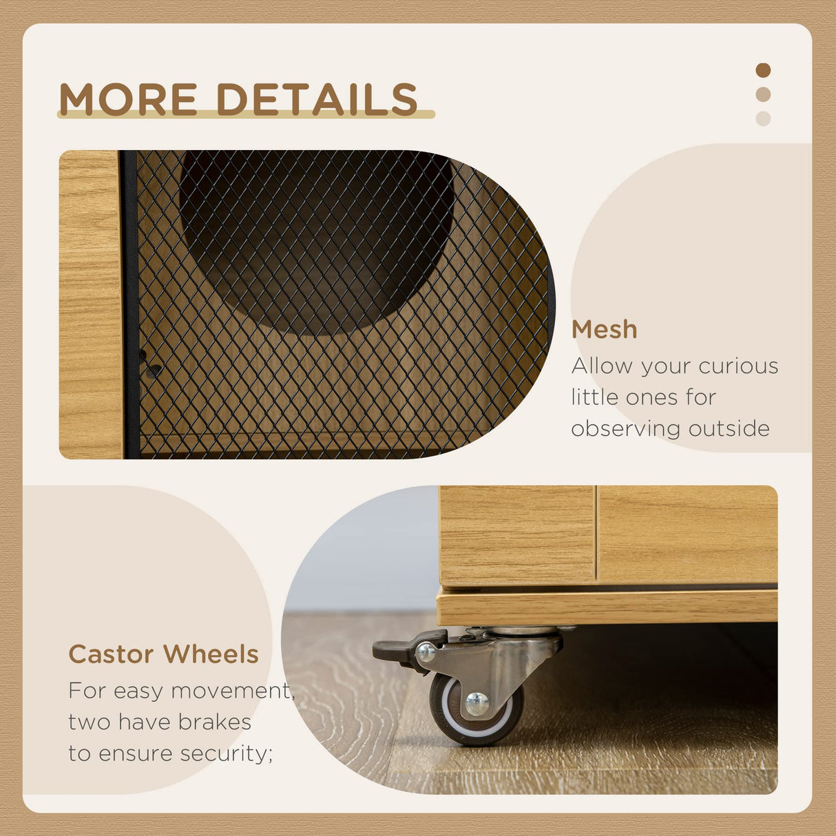 PawHut Cat House with Cat Tree Inside, Wheeled Kitty Cage for Indoor Cats with Scratching Posts, Condo, Flap Door, Cushion, Oak, 31.5" x 20" x 48.5" PawHut