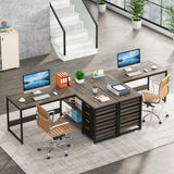 Tribesigns L Shaped Computer Desk with Storage Drawers, 59 inch Corner Desk with Shelves, Reversible L-Shaped Office Desk Writing Table Workstation for Home Office, Grey Tribesigns