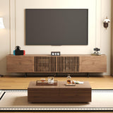 NessCarsti Mid-Century Modern TV Stand & Expandable Coffee Table Set, Walnut Finish, Stylish Storage Combo for Living Room or Bedroom (94.48“TV Stand+Coffee Table) NessCarsti
