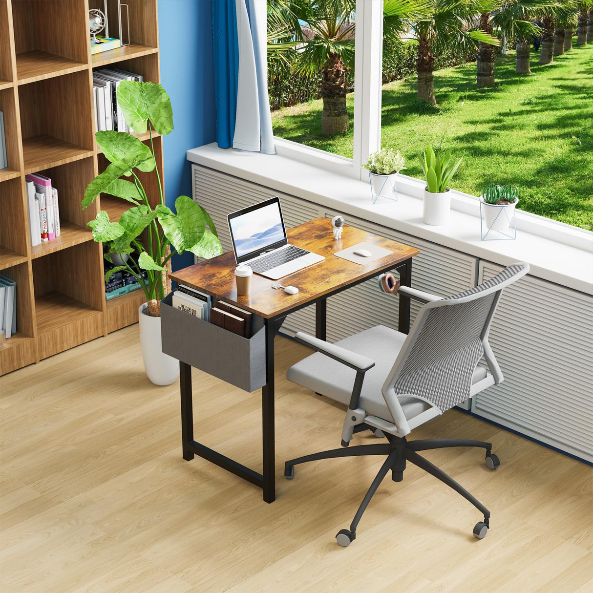 DUMOS 32 Inch Office Small Computer Desk Modern Simple Style Writing Study Work Table for Home Bedroom - Wood Brown DUMOS