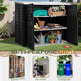 Greesum Outdoor Resin Storage Shed, 34 Cu.ft Horizontal Outdoor Storage Box Waterproof for Garden, Pool Storage, Black Greesum
