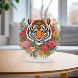 GHHKUD Tabletop Diamond Art Tiger Kits for Adults Kids, DIY Double Sided Animals Desktop Ornaments Special Shaped Rhinestone Stand Up Desk Placements, 5D Gem Gifts Home Decoration GHHKUD