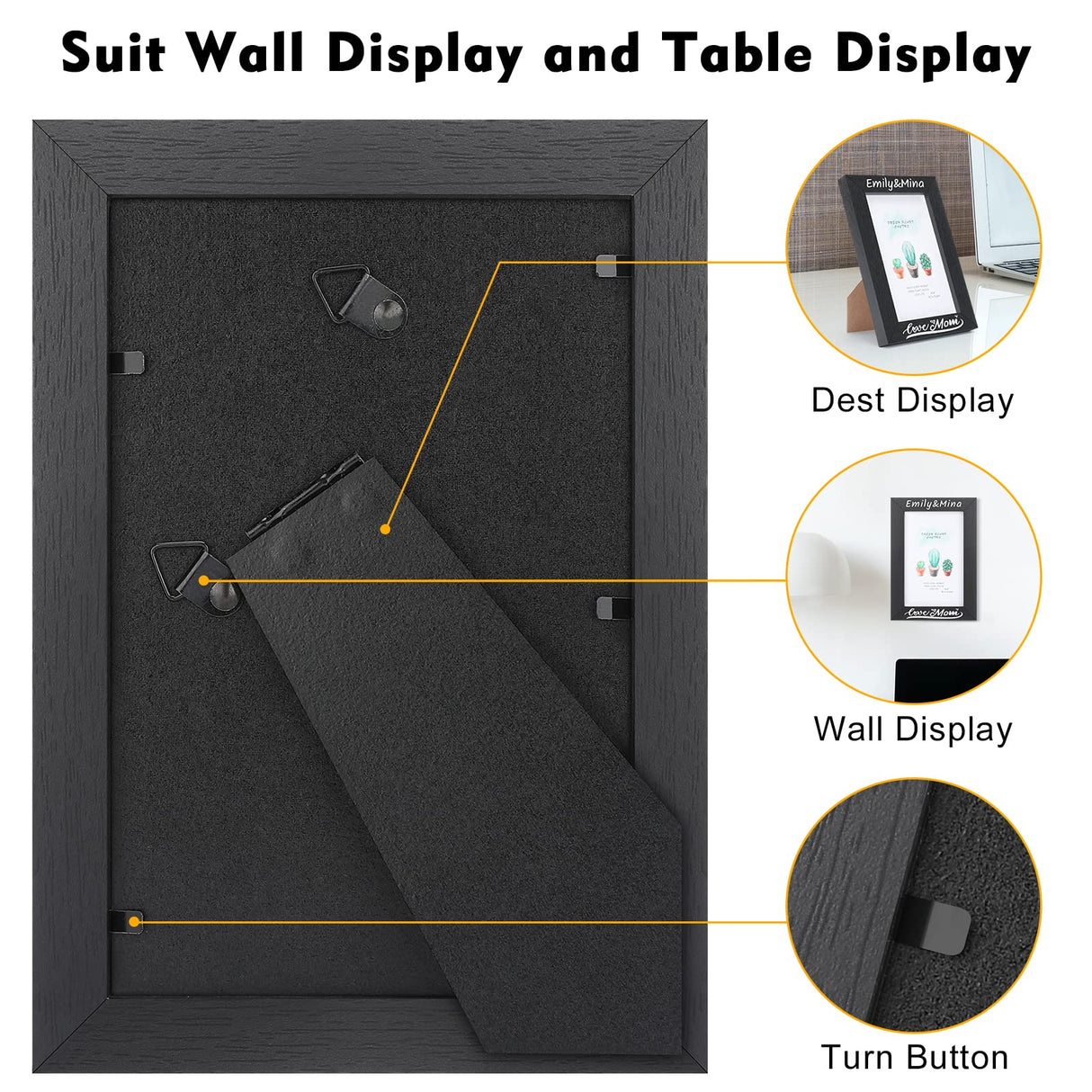 Personalized Picture Frame, Custom Picture Frames, Wooden Customized Photo Frame, Hanging/Tabletop Engraved Picture Frame, Personalized Add Your Custom Text Photo Picture Frame (4x6-Inch) Pesccygne