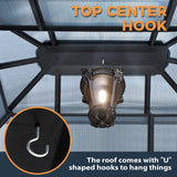 HAPPATIO Hardtop Gazebo, 10'x 12' Polycarbonate Double Roof Aluminum Furniture Gazebo, Outdoor Canopy with Netting and Curtains for Backyard, Patio, Parties, Lawns (Gray) HAPPATIO